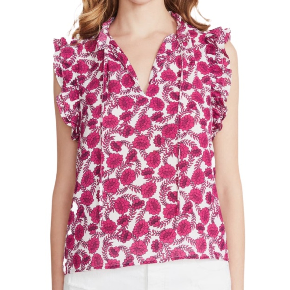 NWT BB DAKOTA by Steve Madden Nordstrom Floral Print Flutter Sleeve Tie-Blouse M